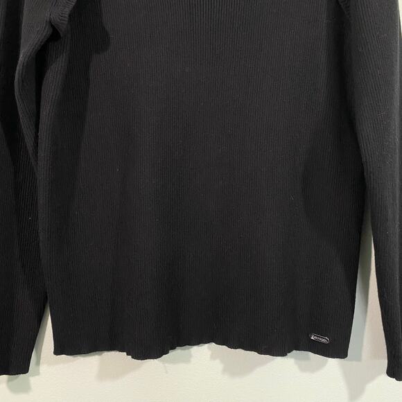 Calvin Klein Black Ribbed Chain Link Detail Retro Y2K Long Sleeve Sweater Sz XL - Picture 5 of 10